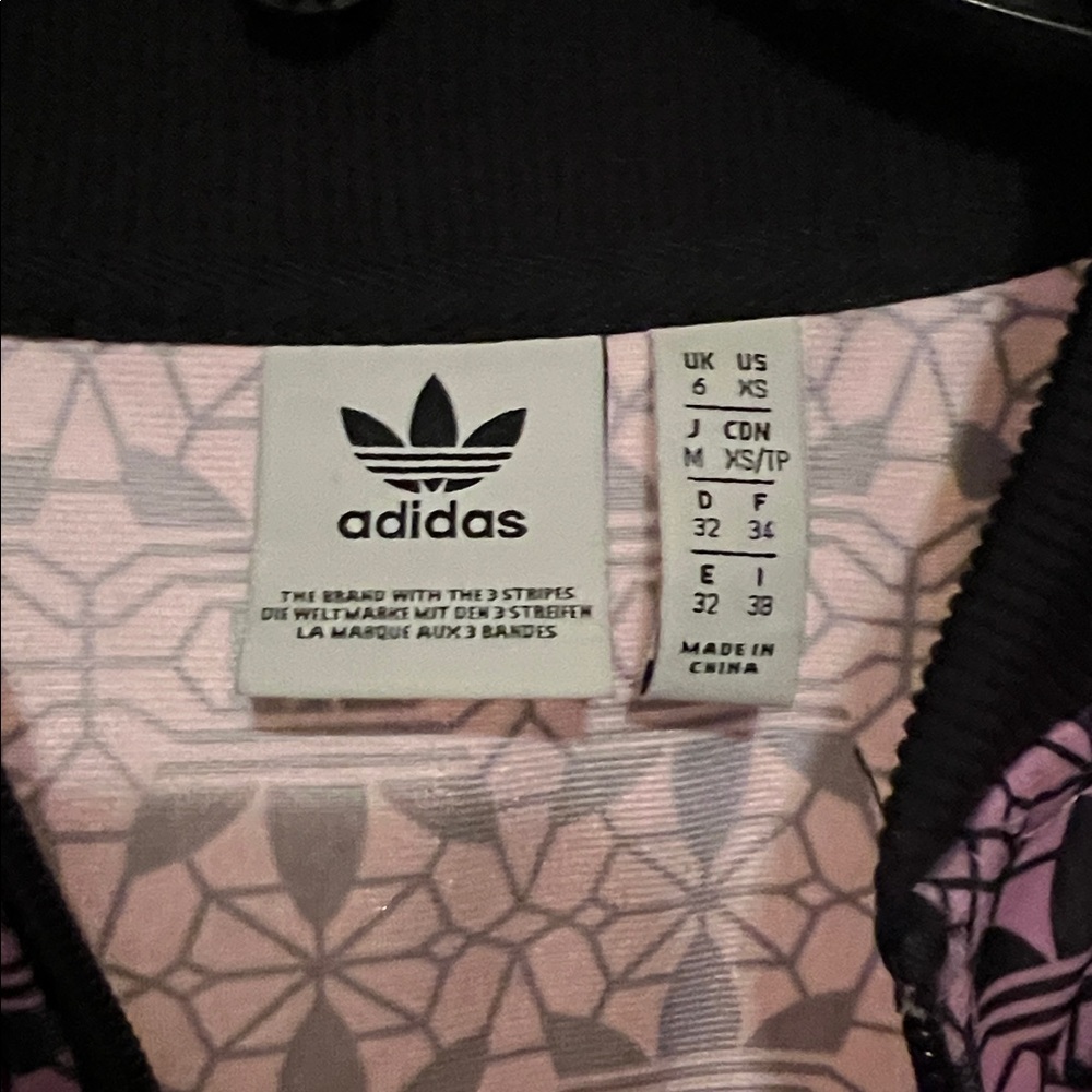 Adidas Originals Women’s Printed Track Jacket Magic Berry and Black Size XS - Picture 2 of 9